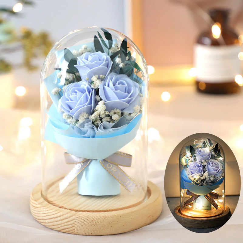 Bouquet with Glass Dome Christmas Gift